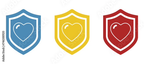 shield icon on a white background  hearts  vector illustration