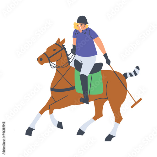 Polo player poised for the game vector illustration