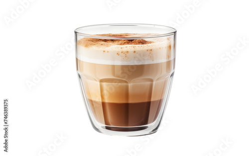 Tall Glass of Coffee With Whipped Cream. A tall glass filled with freshly brewed coffee and topped with a generous dollop of whipped cream. on a White or Clear Surface PNG Transparent Background.