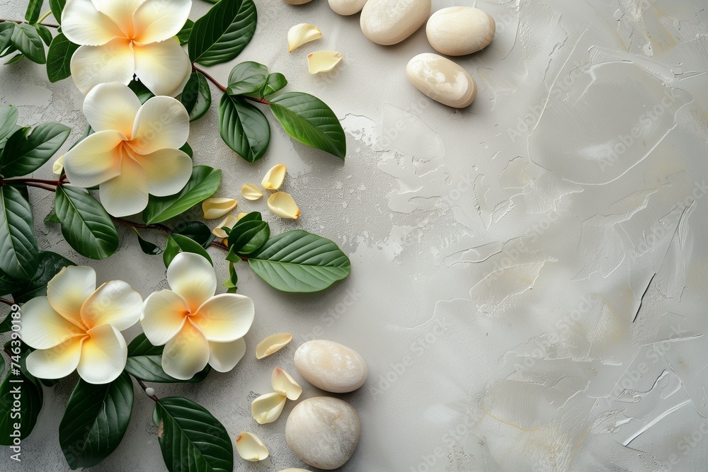 spa stones and frangipani flower spa stones and frangipani flower