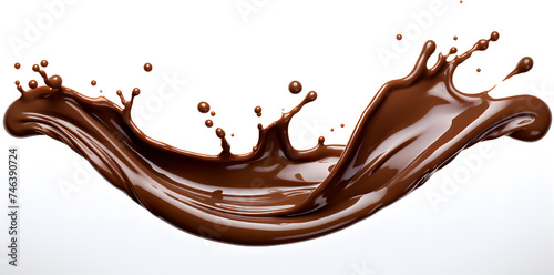 Melted Chocolate wavy splash isolated on white background