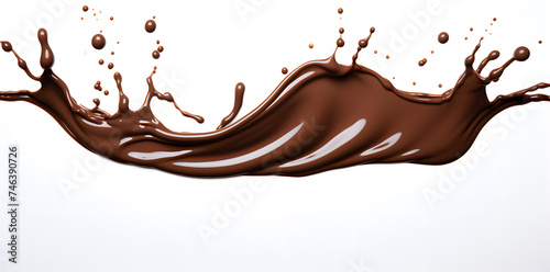 Melted Chocolate wavy splash isolated on white background