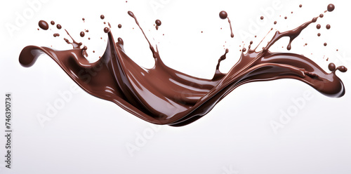 Melted Chocolate wavy splash isolated on white background