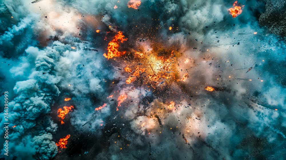 Aerial view of explosive volcanic eruption Aerial view of explosive volcanic eruption