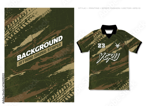 sublimation jersey design grunge brush background camouflage stripes off road extreme sport tire trail mark pattern jungle forest vector stain spatter splash
