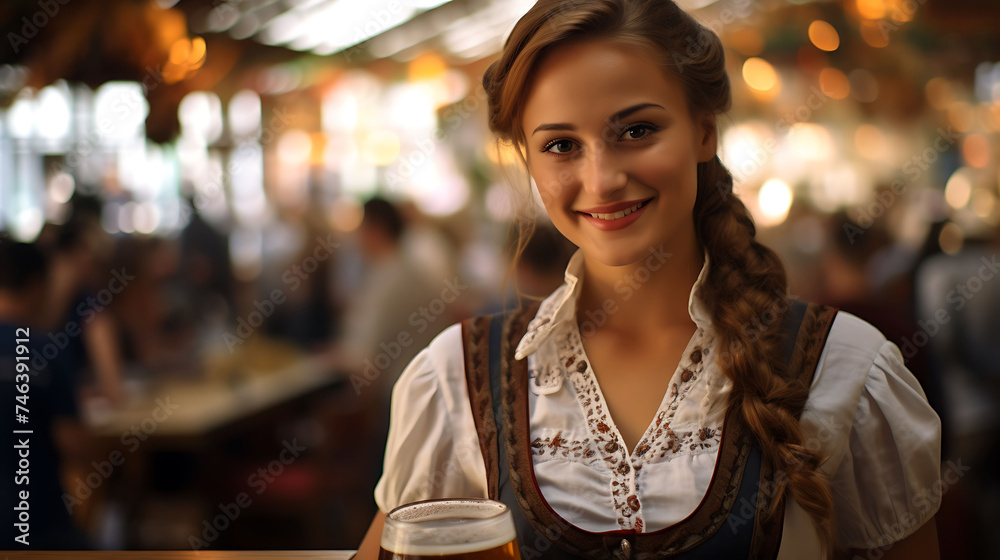 Girl waitress at Oktober Fest Girl waitress at Oktober Fest