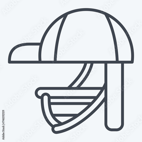 Icon Batting Helmet. related to Baseball symbol. line style. simple design editable. simple illustration
