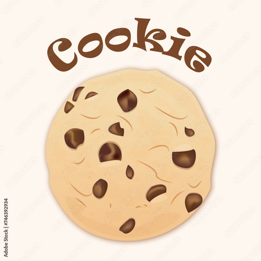 Fototapeta premium cute crispy chocolate chip cookie icon