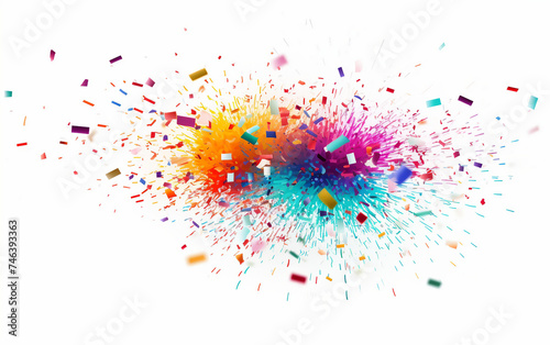 Confetti Explosion Unleashing a Spectrum of Bright Hues Isolated on White Background. © Faizan