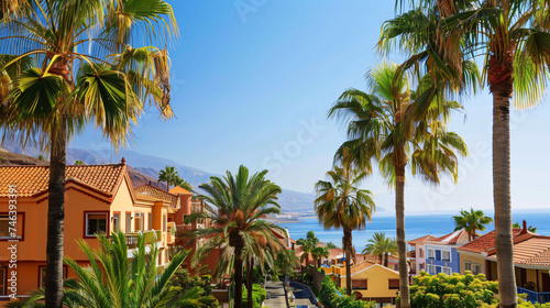 Palm trees of Tenerife Costa Adeje.