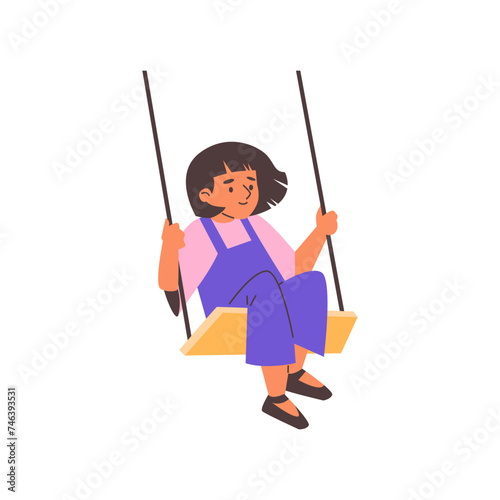 Solo child's serene swing time illustration, vector