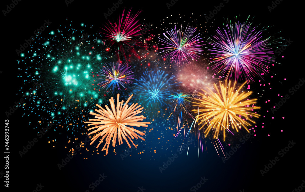 Confetti Fireworks Bursting with Color and Excitement Isolated on White Background.