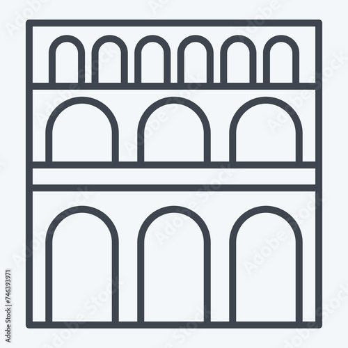 Icon Pont Du Gard. related to France symbol. line style. simple design editable. simple illustration