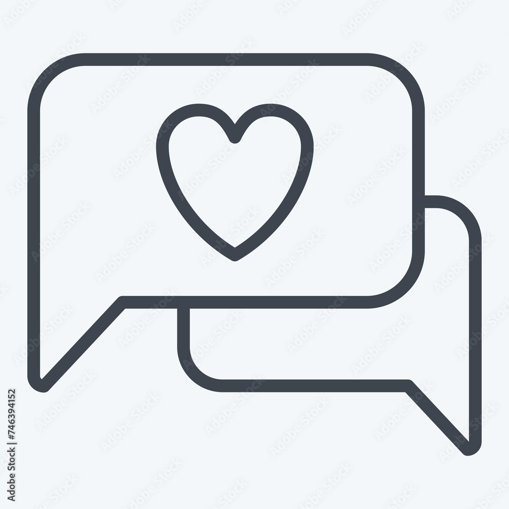 Icon Romantic Chat. related to Valentine Day symbol. line style. simple design editable. simple illustration Icon Romantic Chat. related to Valentine Day symbol. line style. simple design editable. simple illustration