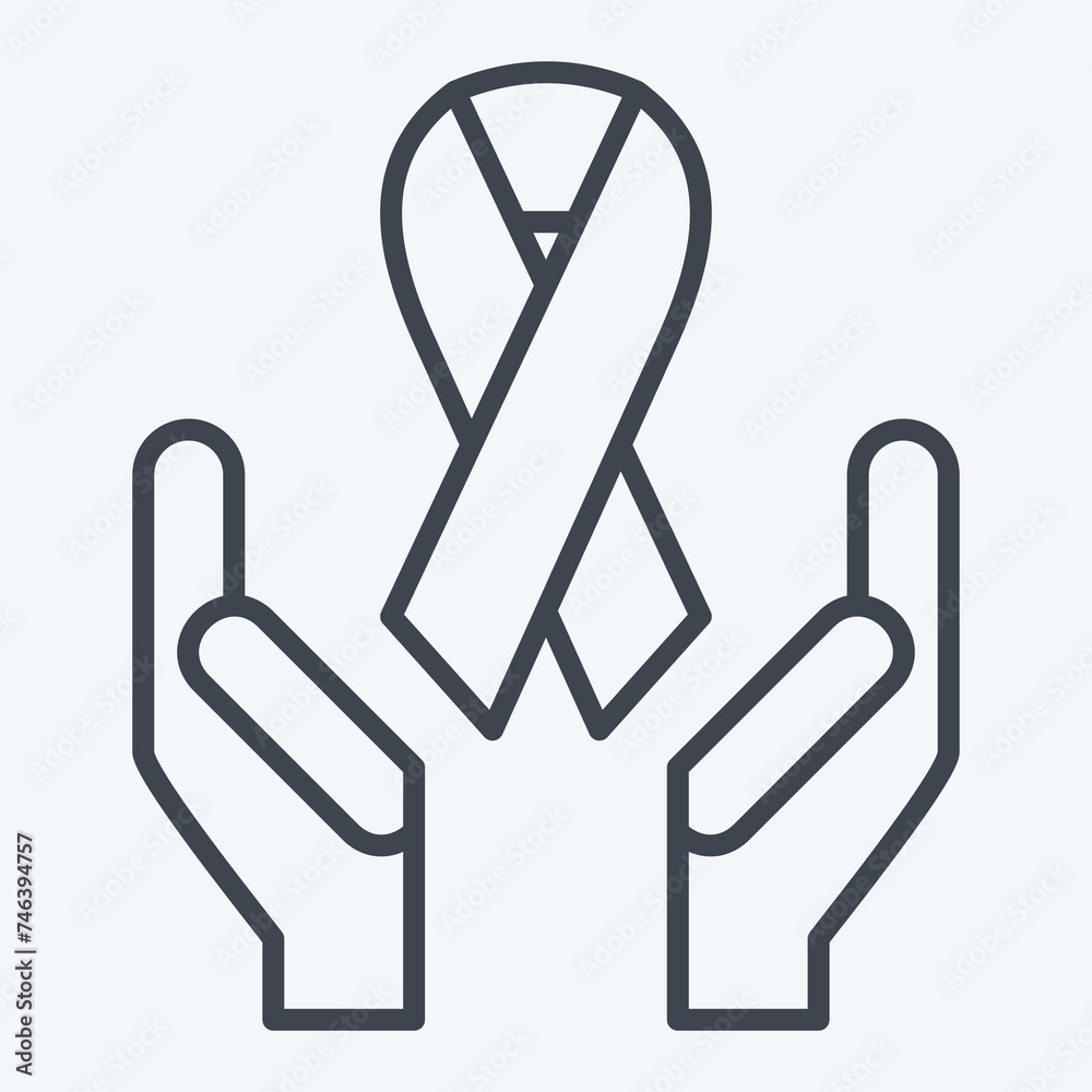 Icon Ribbon. related to World Cancer symbol. line style. simple design editable. simple illustration Icon Ribbon. related to World Cancer symbol. line style. simple design editable. simple illustration