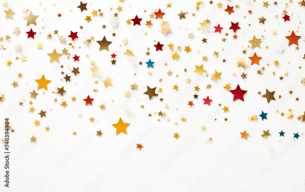 Confetti in the Shape of Stars Adding a Touch of Sparkle to the Festivity Isolated on White Background.
