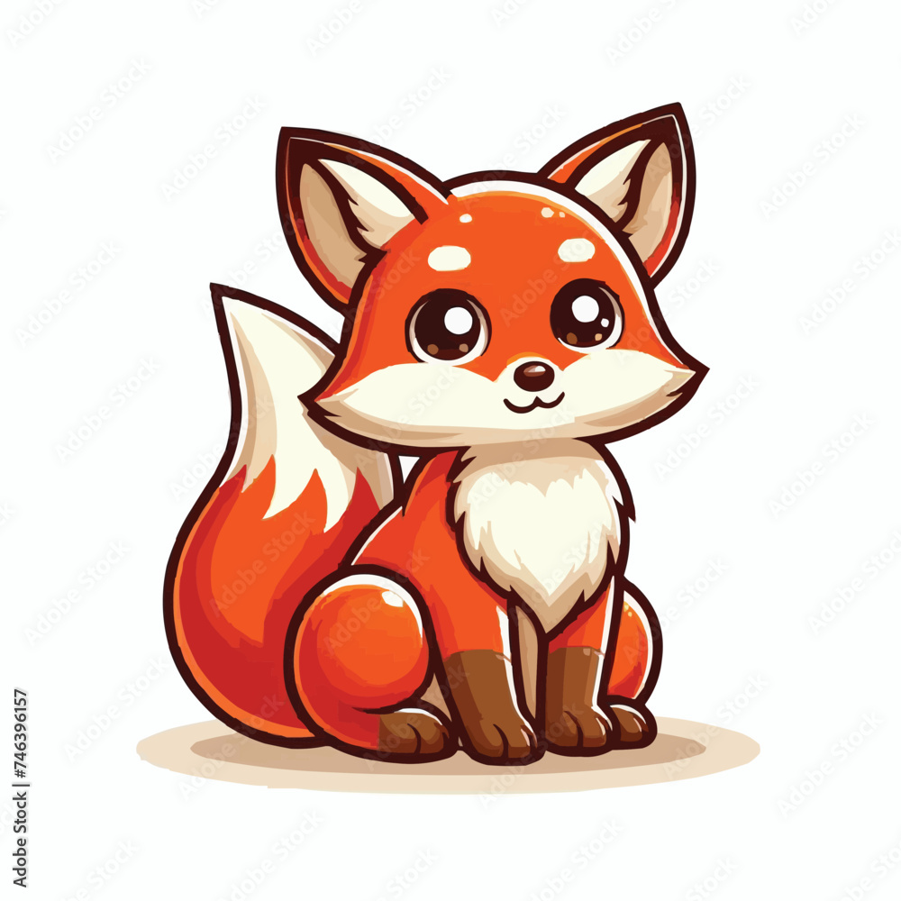 Obraz premium Cute fox vector on white background 