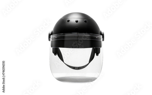 Protective Helmet With Visor. This photo shows a protective helmet with a visor on top of it. on a White or Clear Surface PNG Transparent Background.