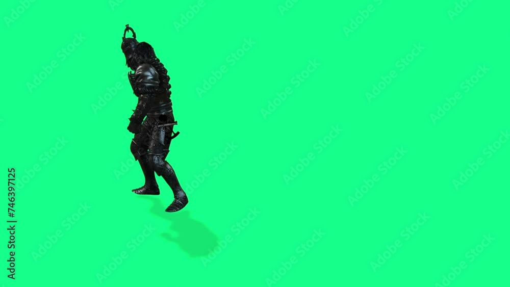Man in Medieval Armor Running on Green Screen Background Man in Medieval Armor Running on Green Screen Background