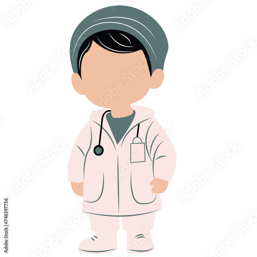 cute cartoon doctor boy ai generative