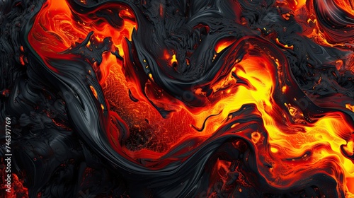 Abstract volcano icon. Lava, molten, volcanic, eruption, magma, fiery, heat, flow, mesmerizing, power, natural, geological. Generated by AI