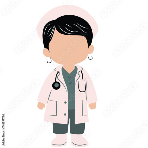 cute cartoon doctor girl ai generative