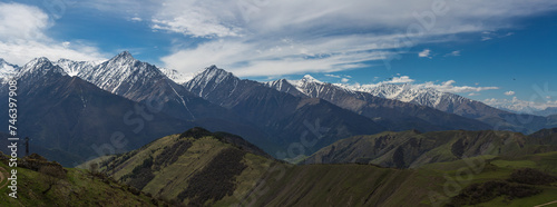 Panoramic view of the Caucasus mountains