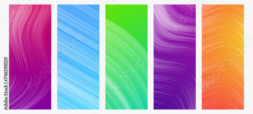 Set of modern gradient backgrounds with wave line
