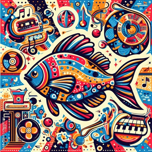 Appreciating Artwork: Retro-style Fish Paintings © RABIYATHUL