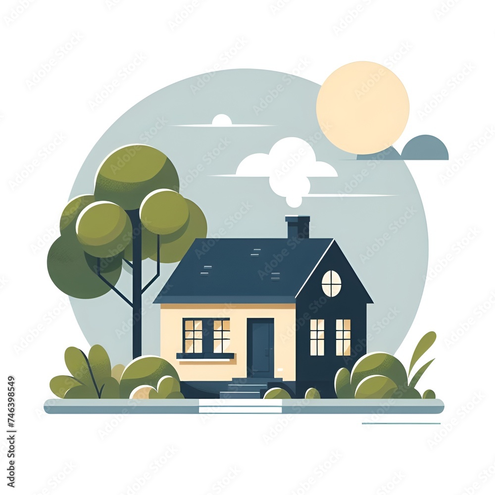 House icon background. Illustration of the front view of a small house. Simple design of a rural house.