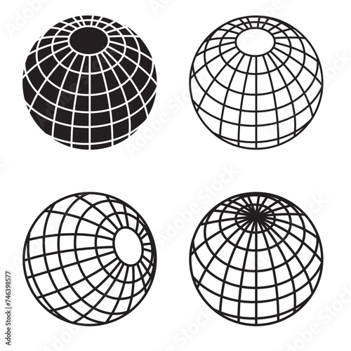 Abstract globe icon. Set of Globe Icon, World icon, planet vector, earth icon set. Earth logo, silhouette. Set of earth globe icons silhouette. Vector illustration.

