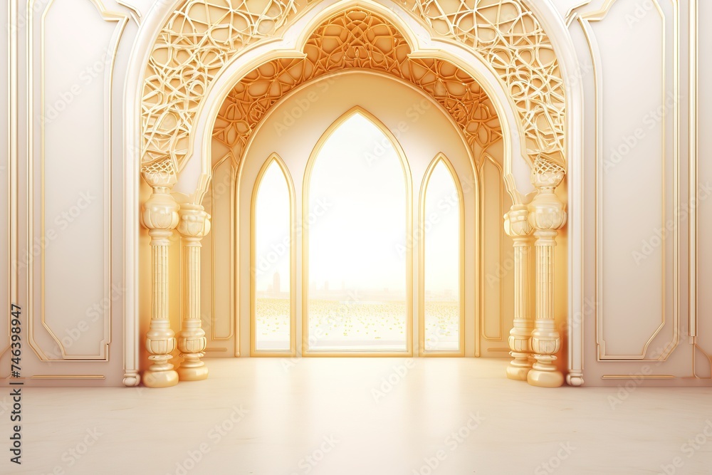 Islamic mockup background with Arabic ornaments copy space for text Generative AI