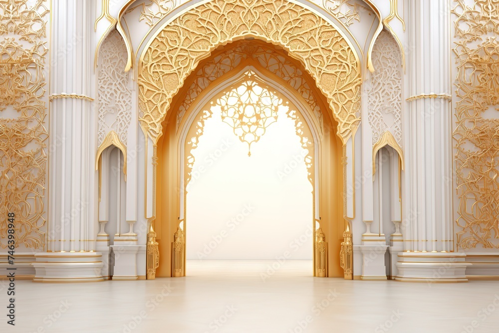 Islamic mockup background with Arabic ornaments copy space for text Generative AI