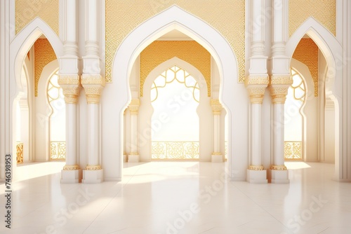 Islamic mockup background with Arabic ornaments copy space for text Generative AI