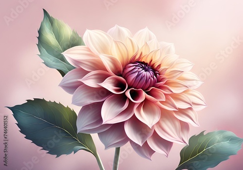 Dahlia Flower on Light Pink Background