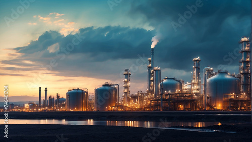 oil and gas power plant refinery with storage tanks © Prinxe