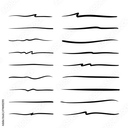 Vector set of hand drawn underline.