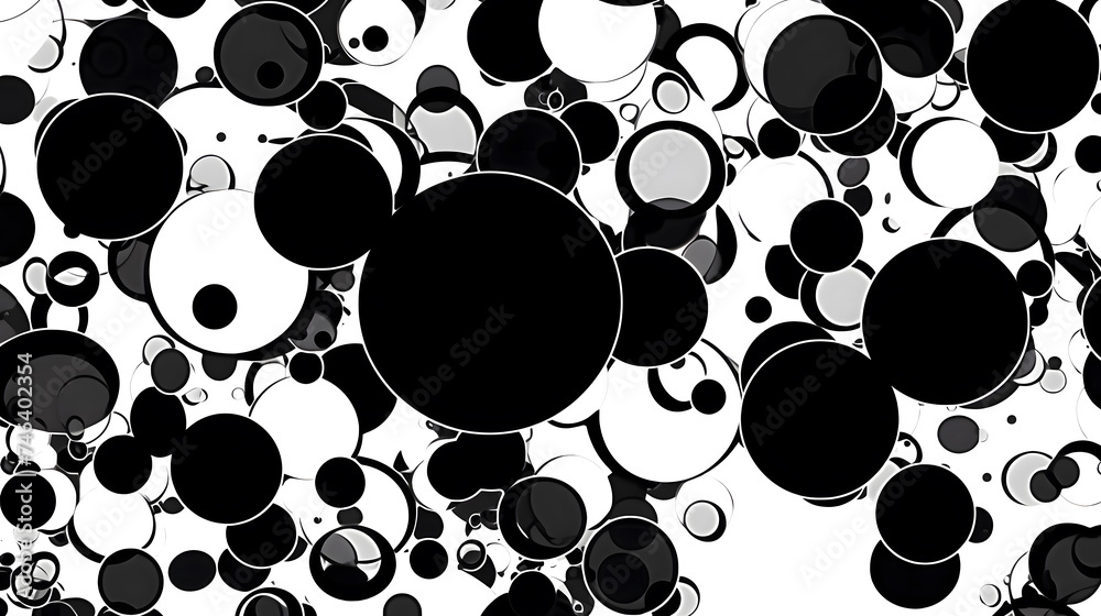 Fototapeta premium Black and white circles abstract illustration useful as a background