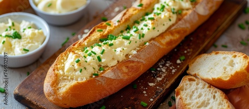 Delicious bread topped with cheesy goodness and fresh chives for a delightful snack option