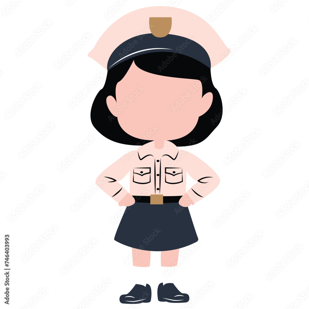 cute cartoon police girl ai generative