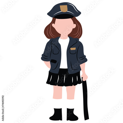 cute cartoon police girl ai generative