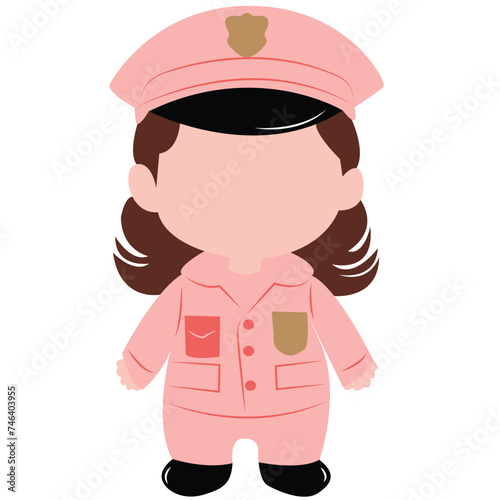 cute cartoon police girl ai generative