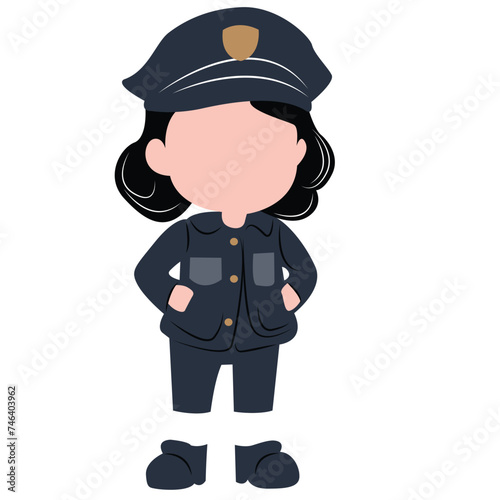 cute cartoon police girl ai generative