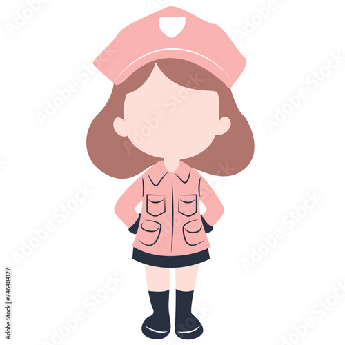 cute cartoon police girl ai generative