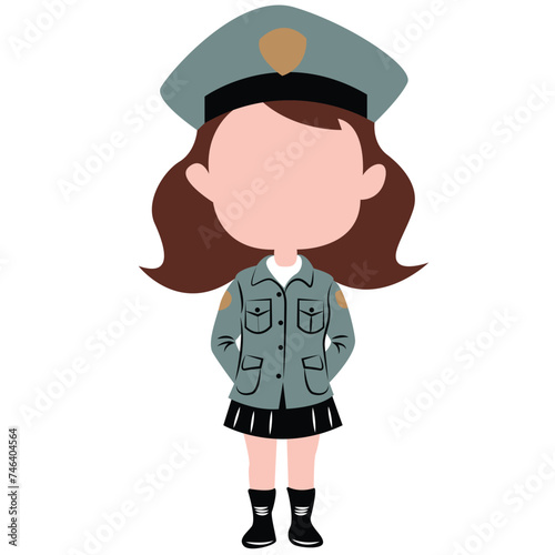 cute cartoon police girl ai generative
