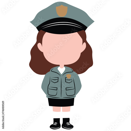 cute cartoon police girl ai generative