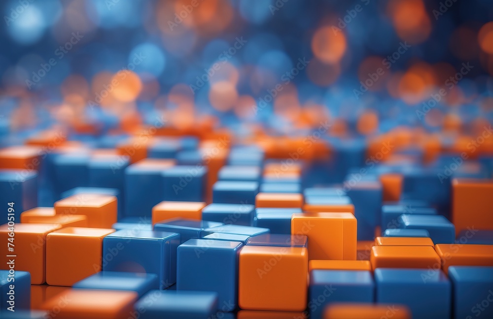 Obraz premium Blue and orange row cubes background
