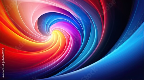 Three-Dimensional Colorful Swirl Spiral on Abstract Dark Blue Brush Stroke Background