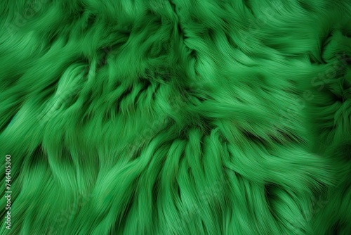 Kitschy Green Fur Texture - Closeup Soft Mammal Fabric Background