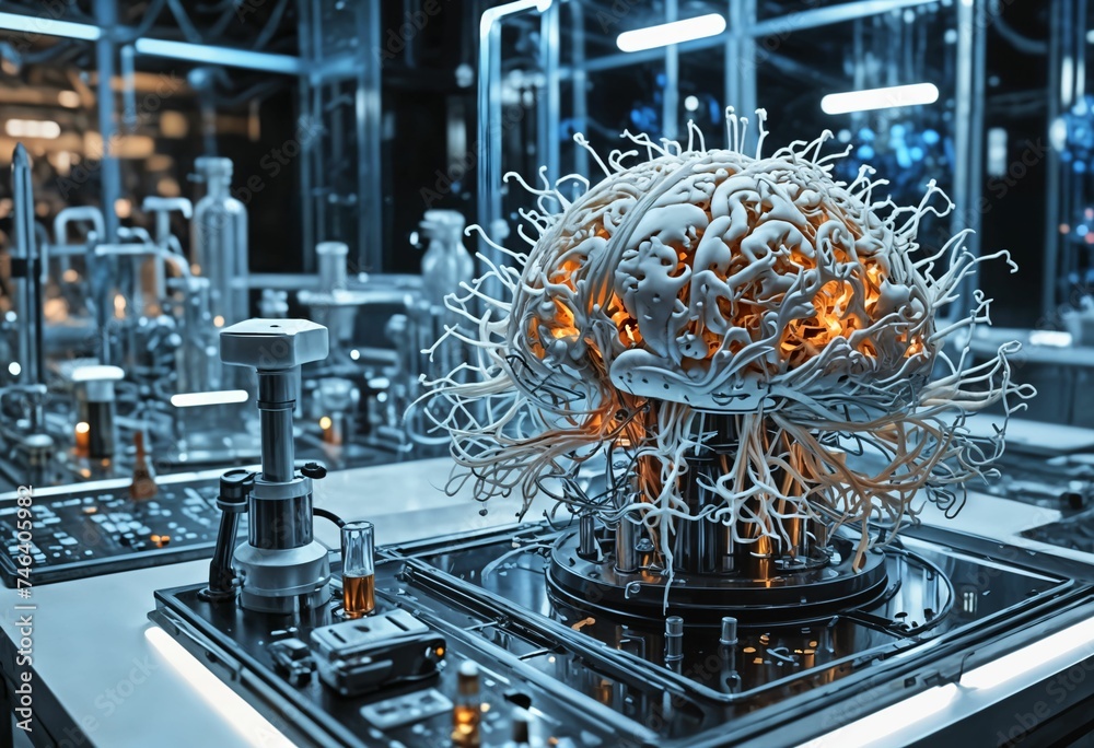 Neural Networks and Artificial Intelligence in Futuristic Research Labs ai generated